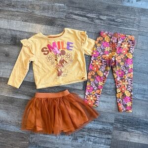 Disney Minnie Mouse Kids 3 Piece Set - Gold and Burnt Orange
